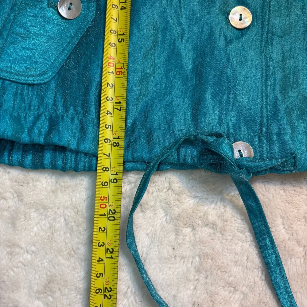 Women's Teal Utility Jacket with Mandarin Collar
